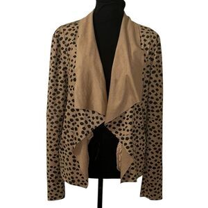 Bagatelle Collection Cheetah Print Drape Front Jacket/Blazer(Size Medium)
